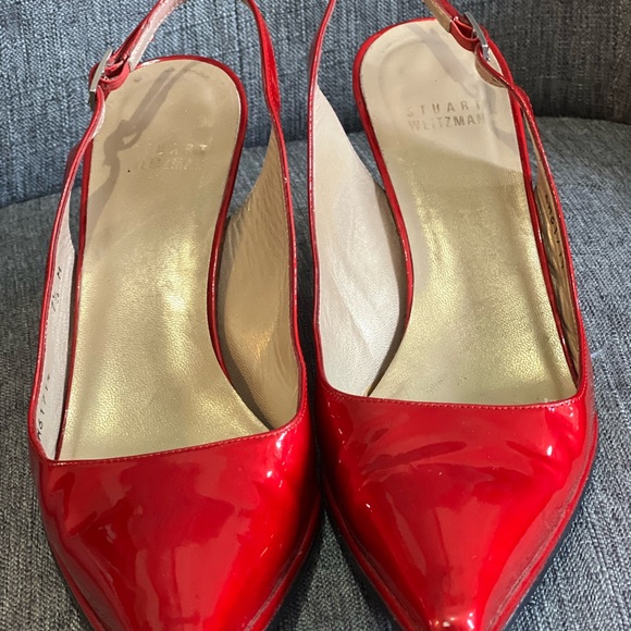 Stuart Weitzman Glossy Red Slingback Heels - Picture 8 of 16